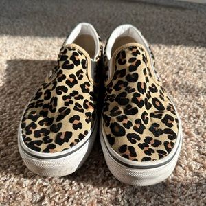 Leopard print Vans slip on shoes. Gently worn, women’s size 9